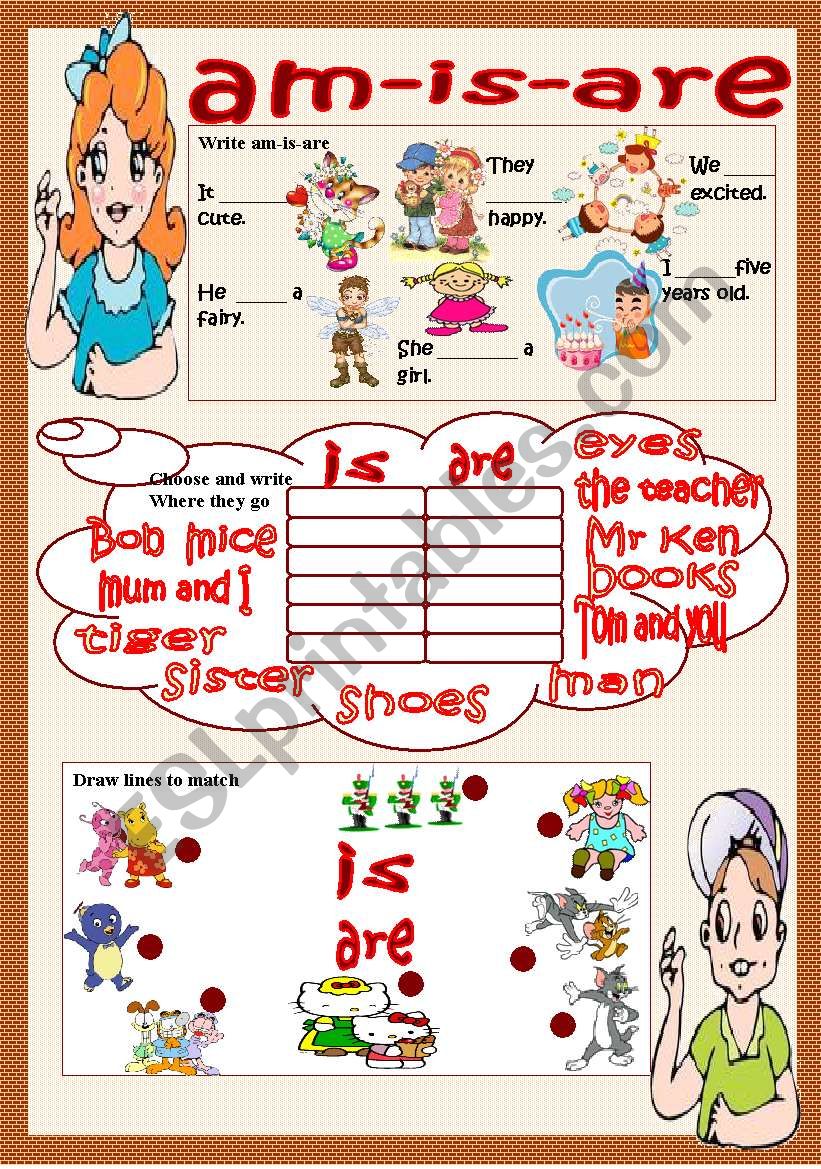 Am is are ESL Worksheet By LILIAAMALIA