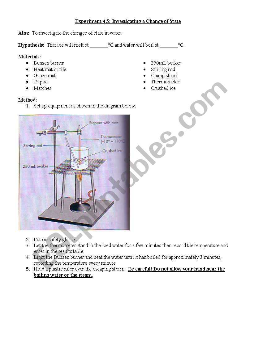 Experiment worksheet