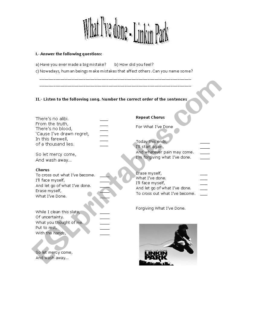 A Song In The Present Perfect Tense ESL Worksheet By Dianapaolapq