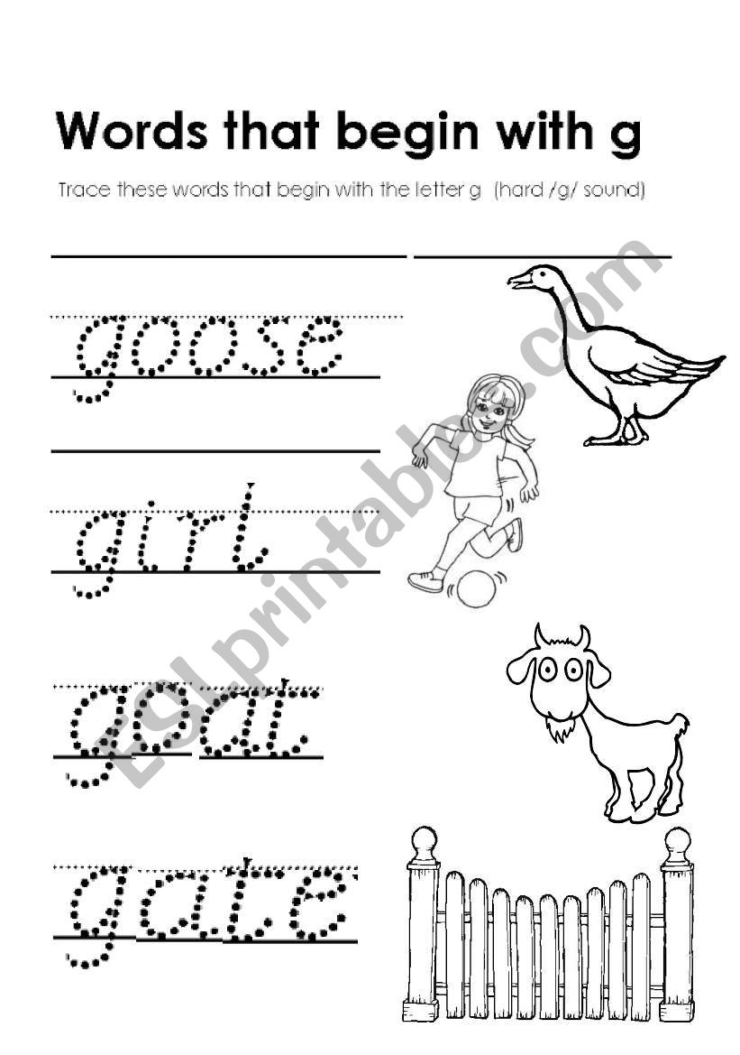 Words That Start With G ESL Worksheet By Risas