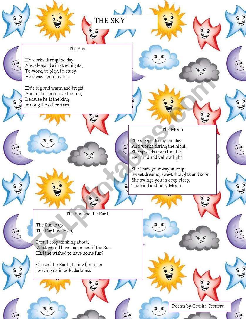 The Sky Poems For Children ESL Worksheet By Alice21 ciobanu