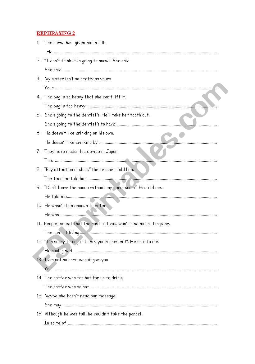 rephrasing modal verbs exercises pdf with answers