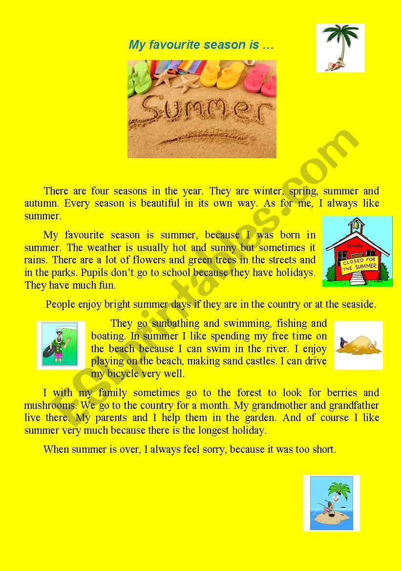 My Favourite Season Is Summer ESL Worksheet By Ann2011