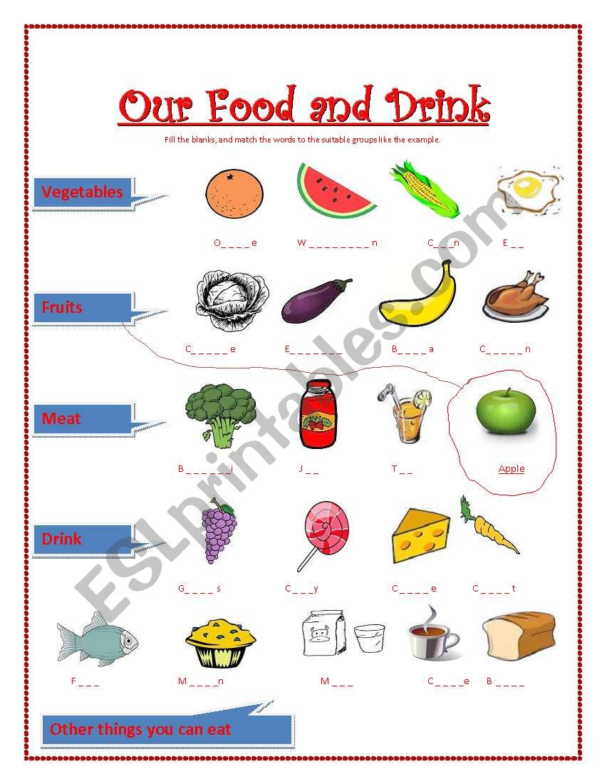 our food and drink - ESL worksheet by trisnagt