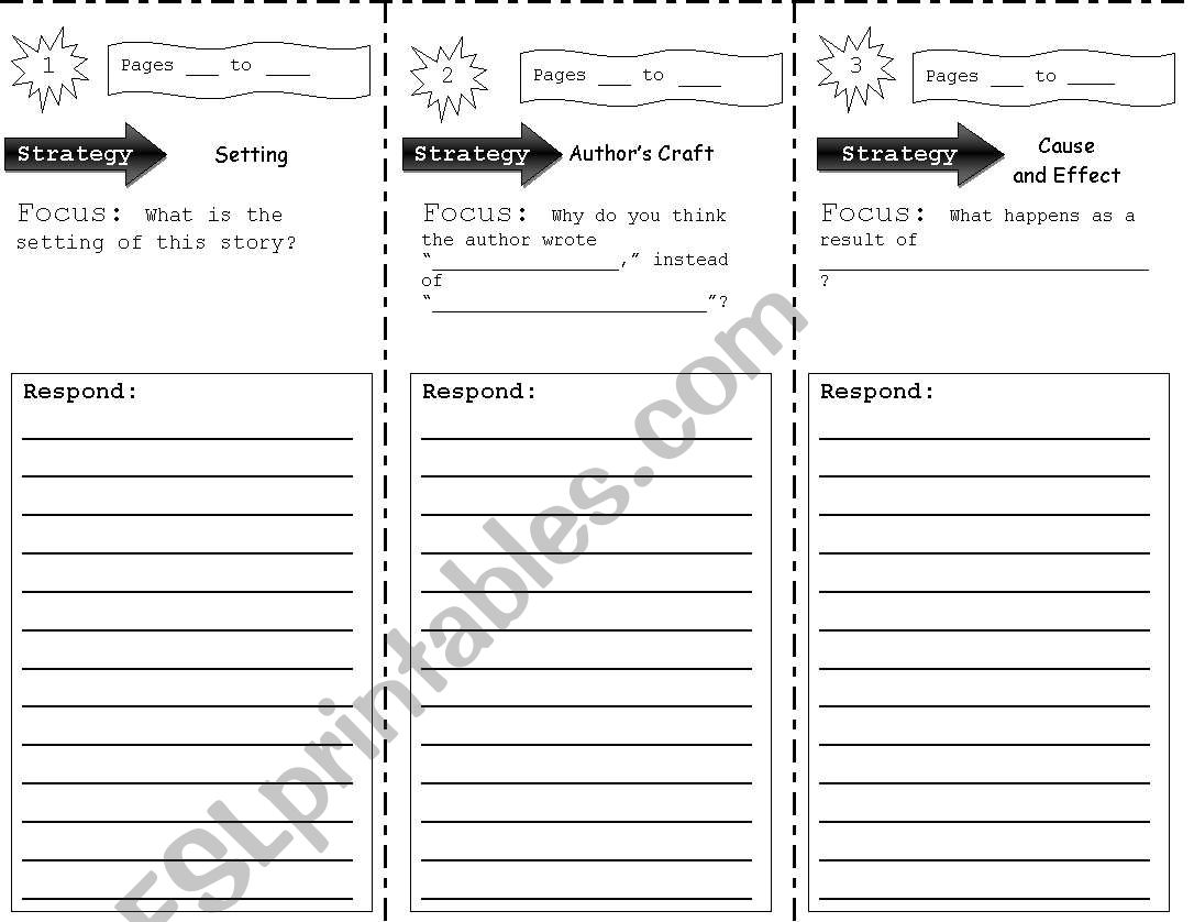 Reading trifold worksheet