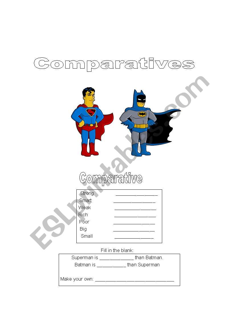 Superheroes Comparatives Lesson WS 1