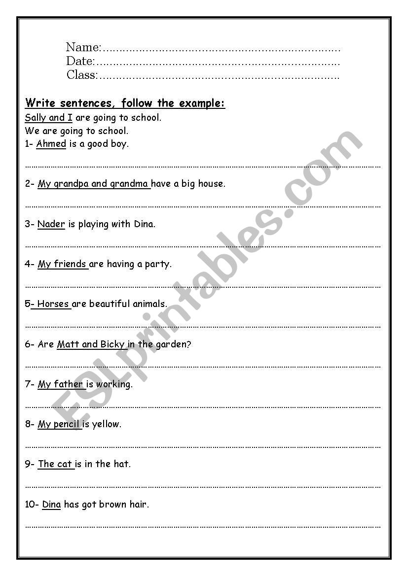 change into pronoun worksheet