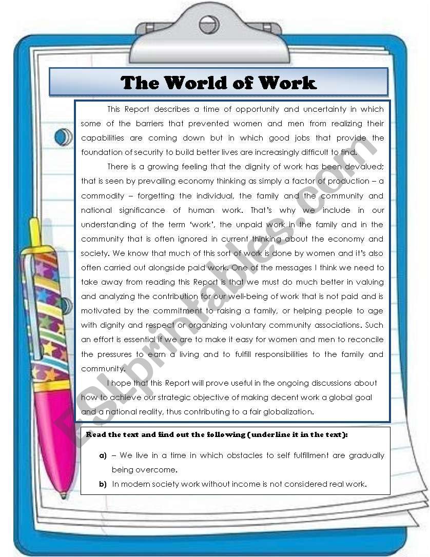 world of work essay