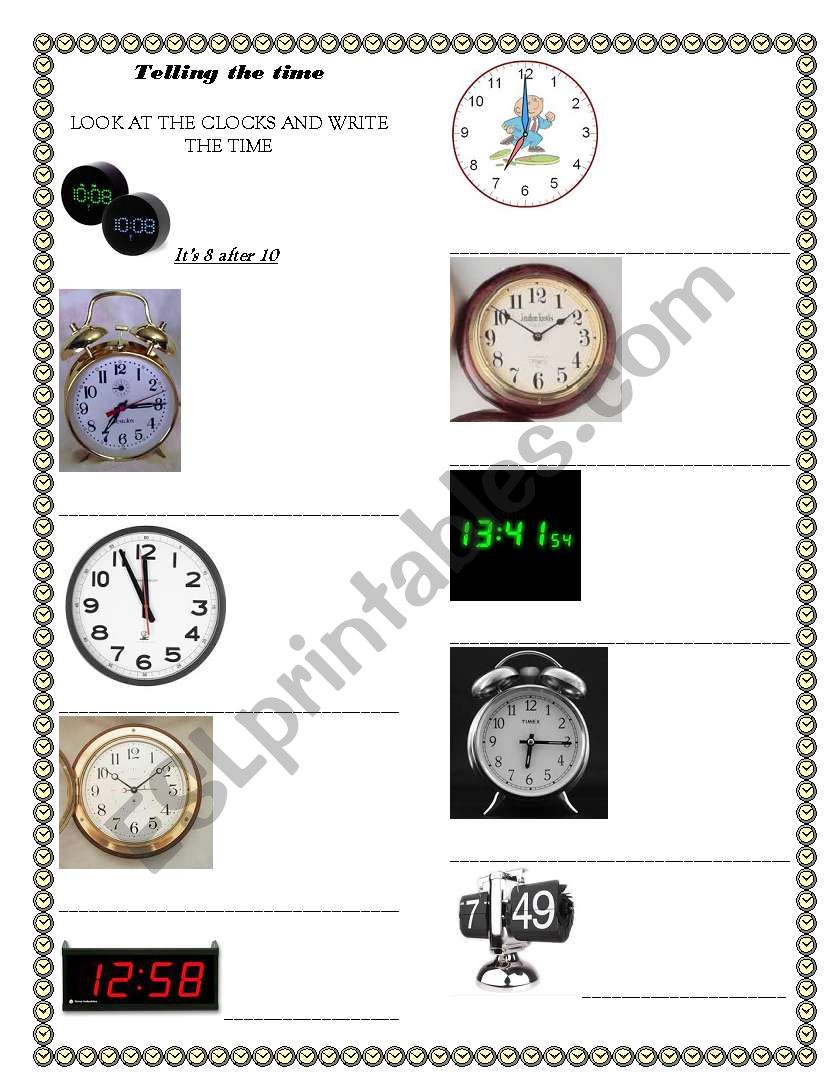 telling the time worksheet