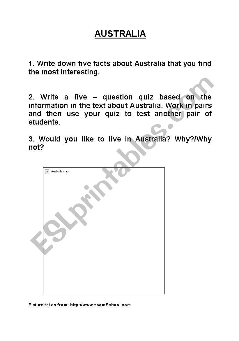 AUSTRALIA worksheet