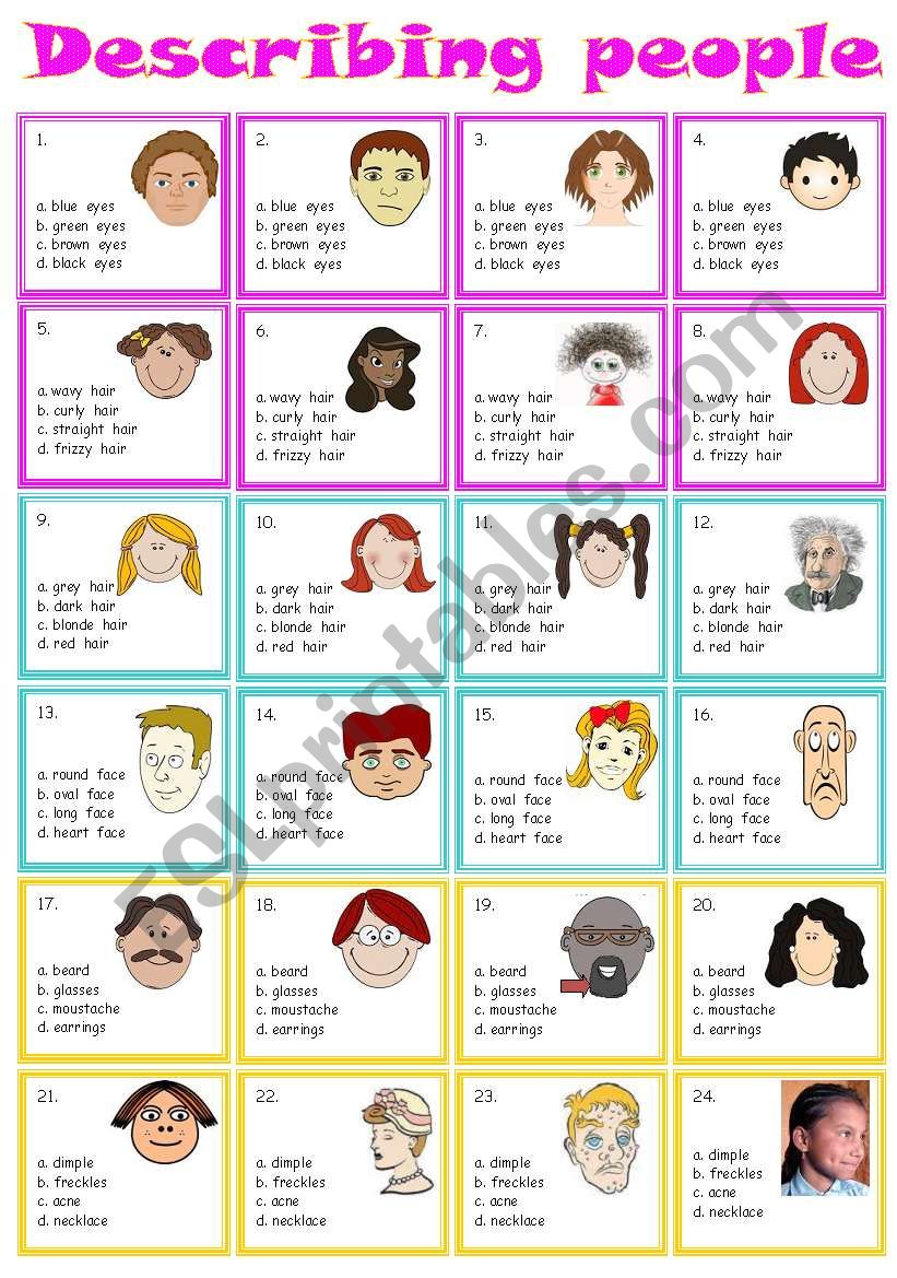 Describing People ESL Worksheet By Sweetdreamja