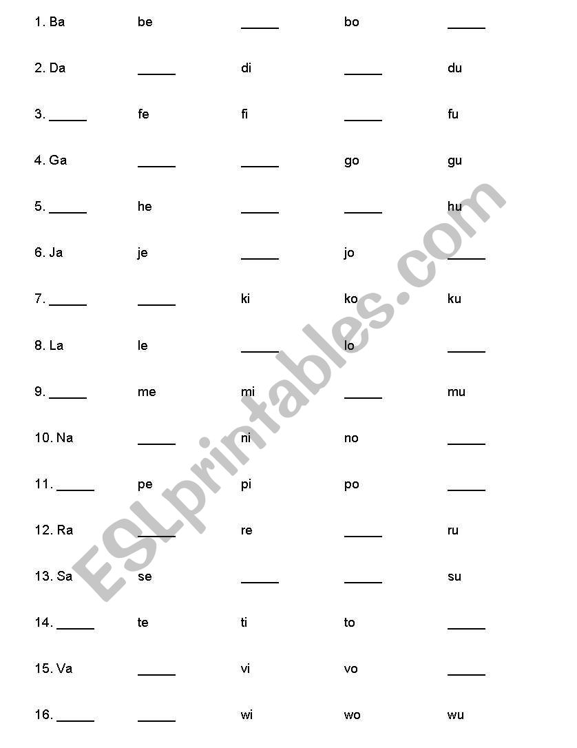 Phonetics for toddlers worksheet