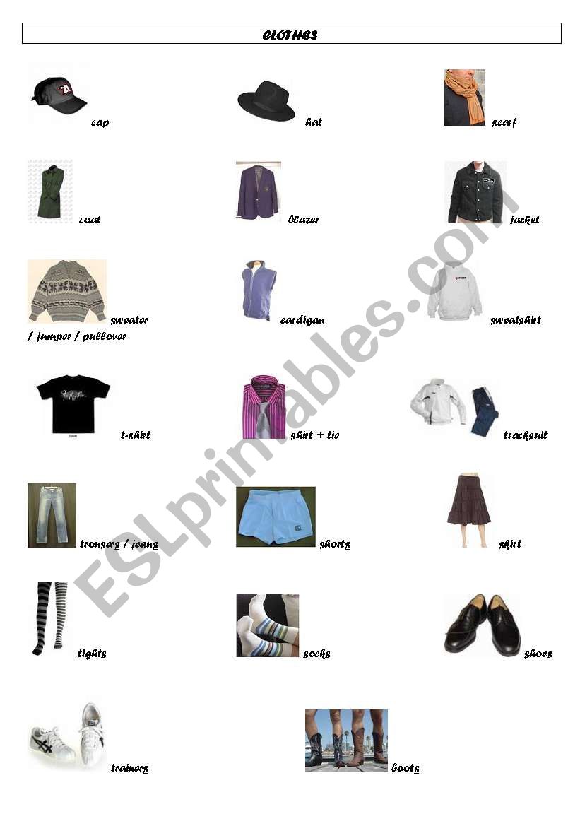 CLOTHES worksheet