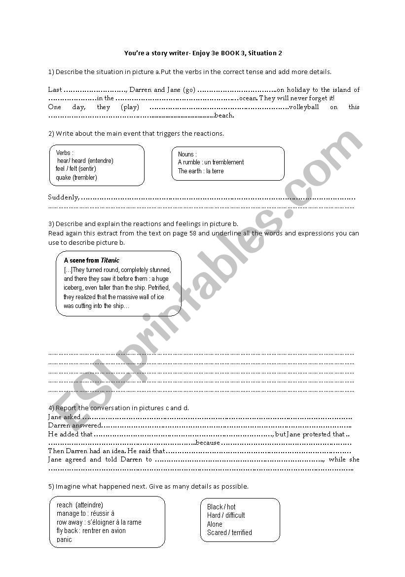 ENJOY 3e Book 3 Situation 2 worksheet