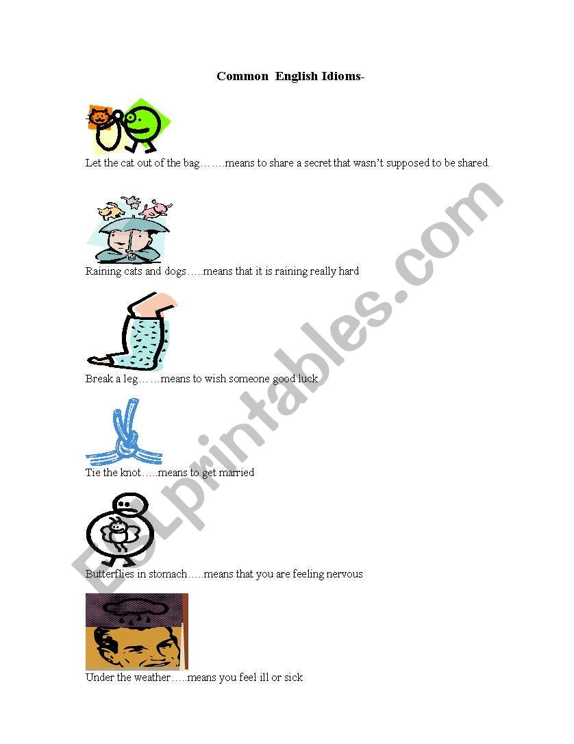 Common English Idioms worksheet