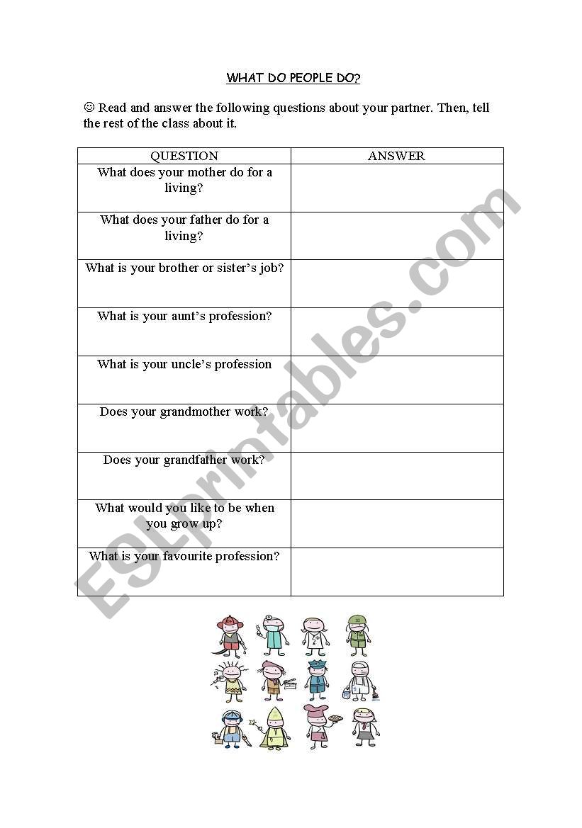 What do people do? worksheet