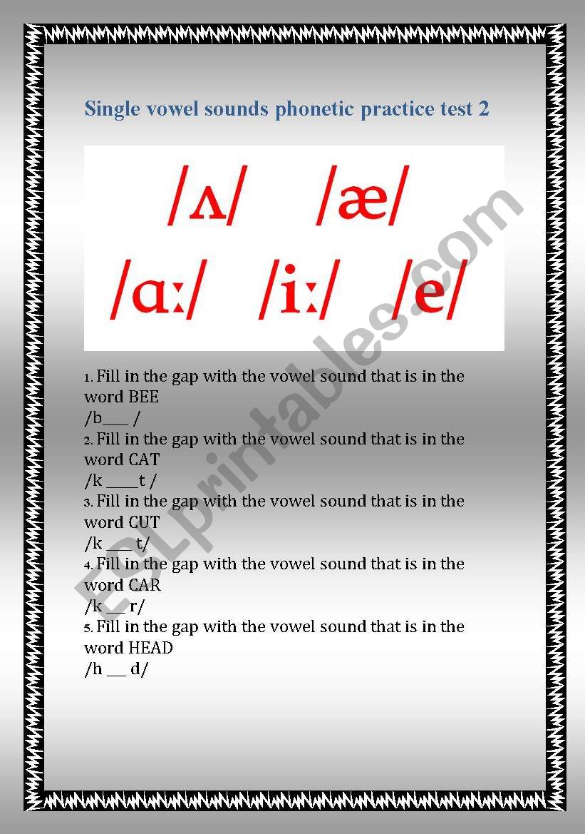 Phonetics test worksheet