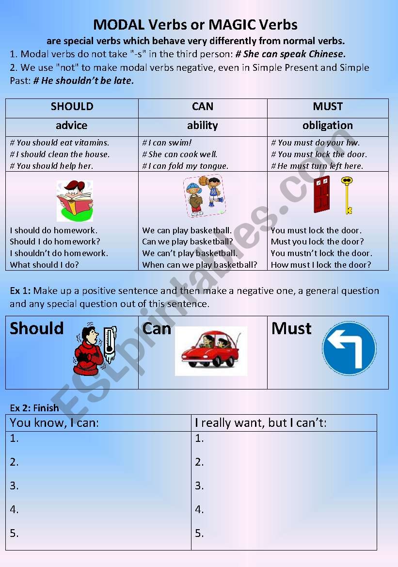 modal verbs worksheet