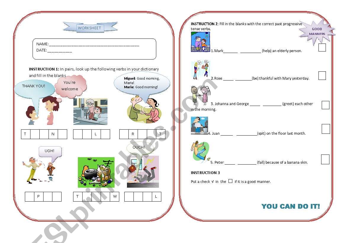 Good manners worksheet