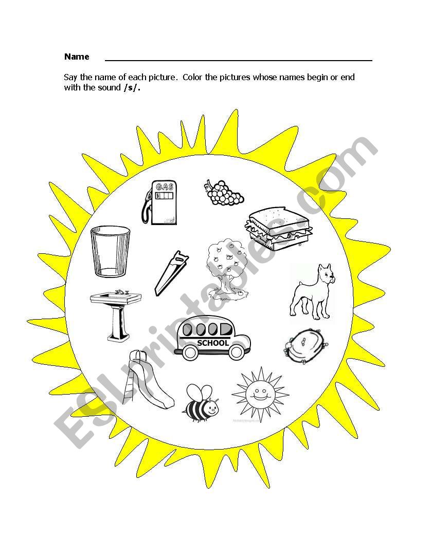 Phonics sound /s/ worksheet