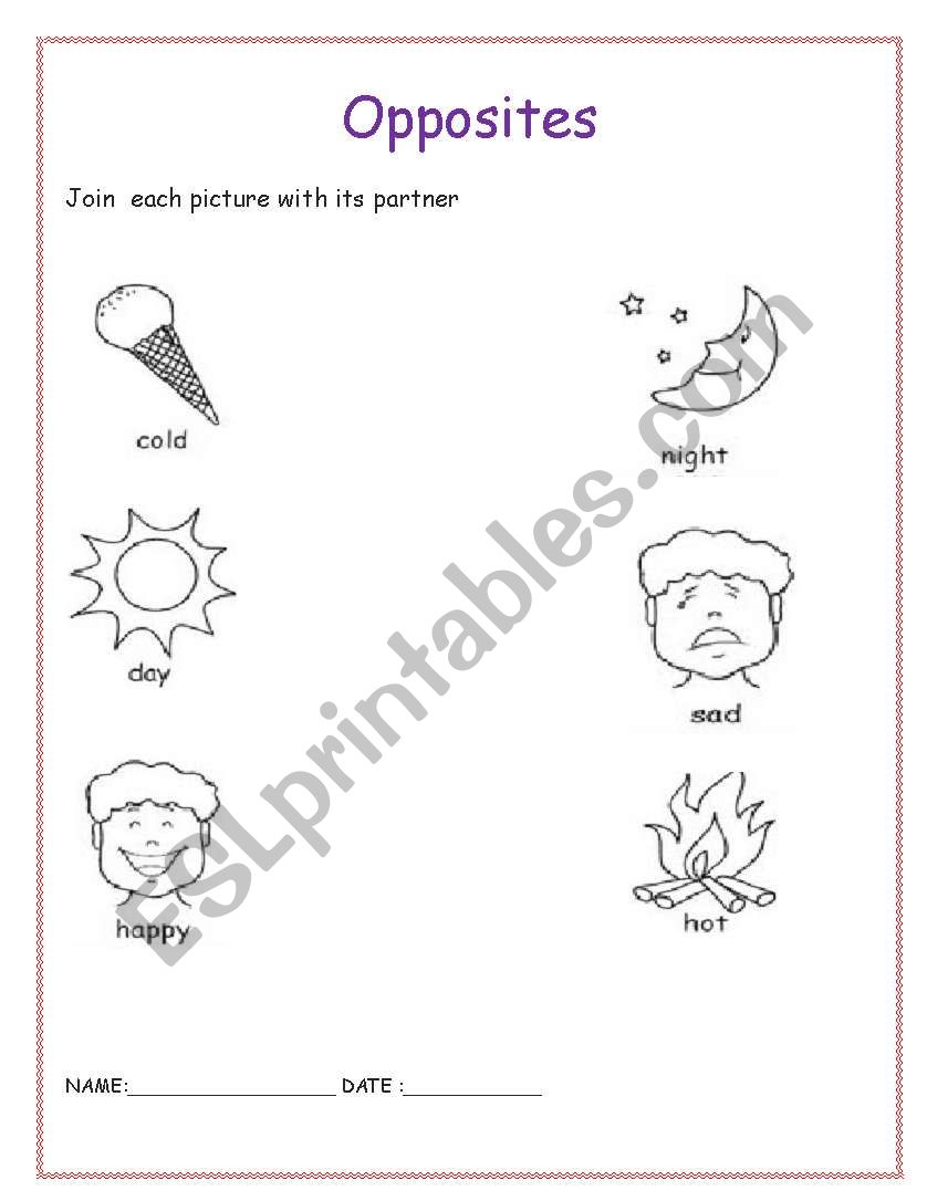 English worksheets: opposites