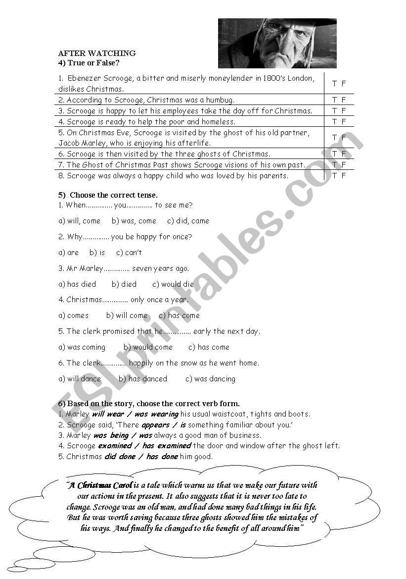 A CHRISTMAS CAROL part 2 worksheet