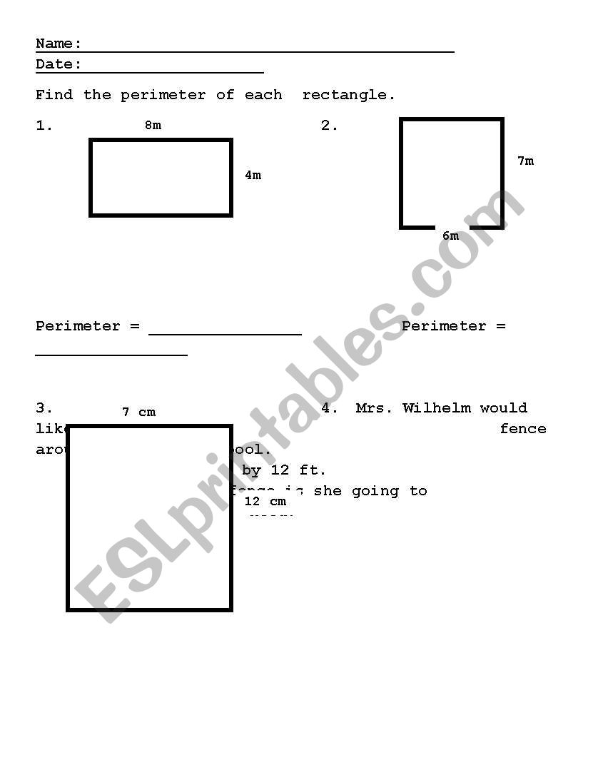 Perimeter worksheet