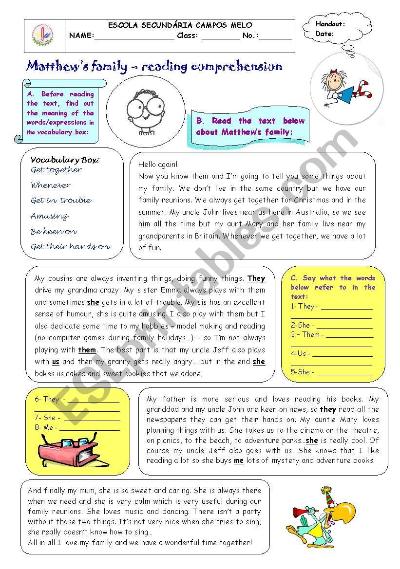 Matthew´s family - ESL worksheet by motacr