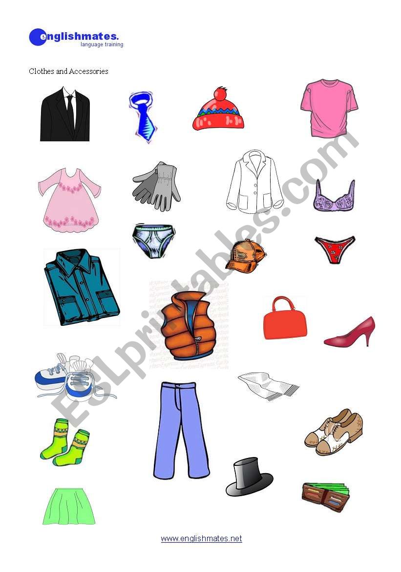 Clothes and Accessories worksheet