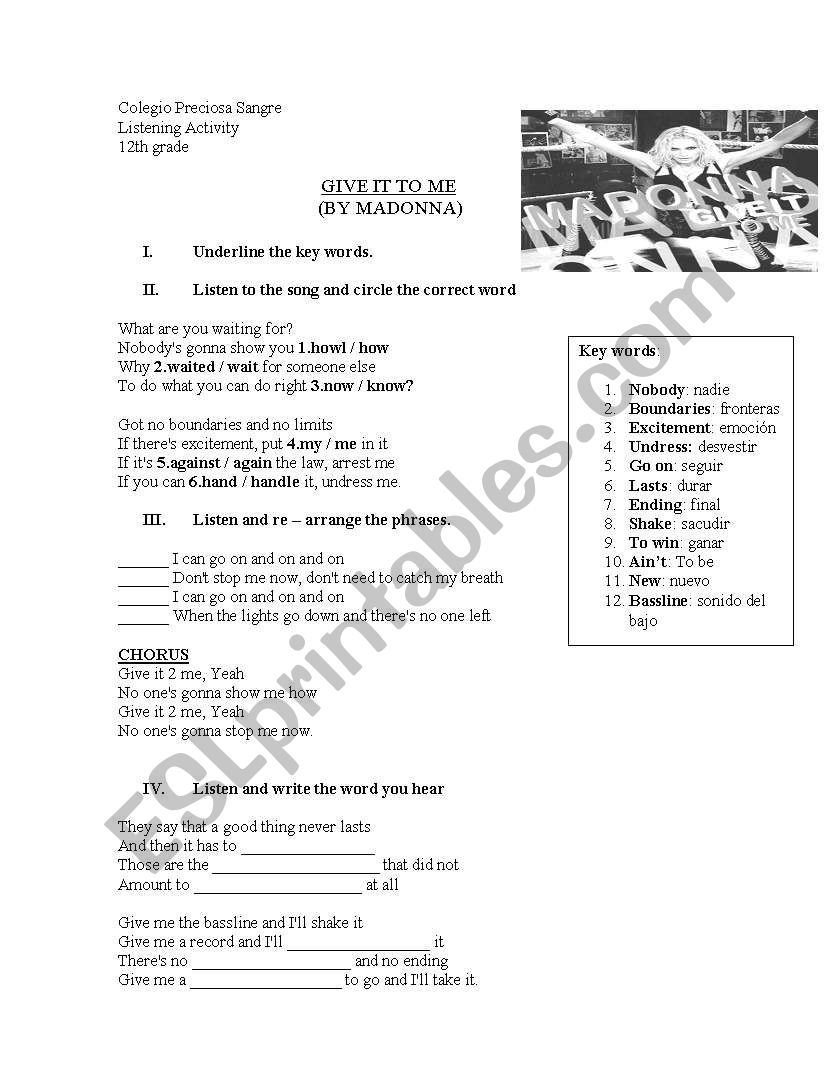 Listening Activity worksheet