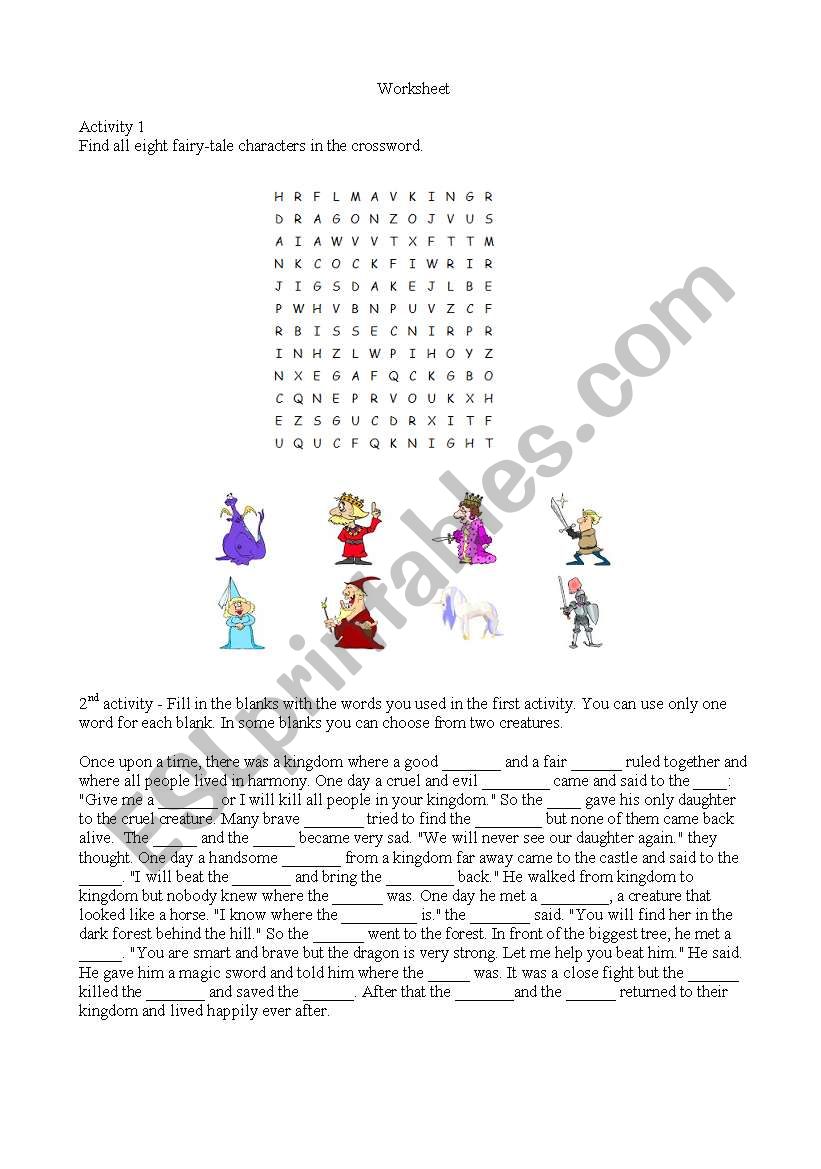 Fairy tales worksheet