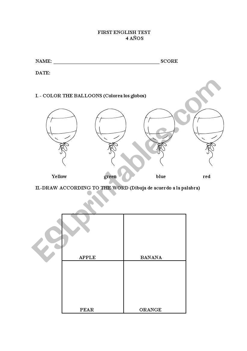 FRUITS, COLORS worksheet