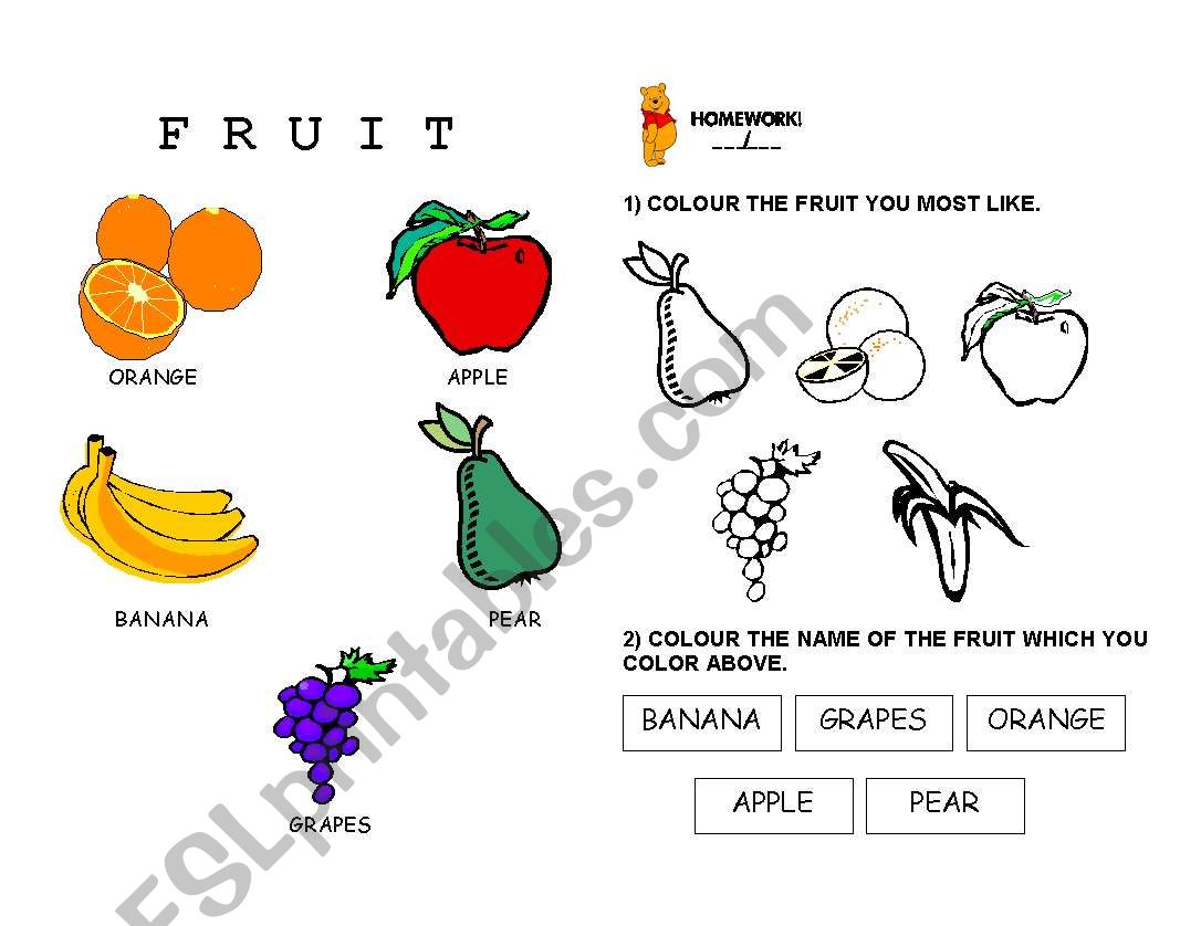 Fruit worksheet