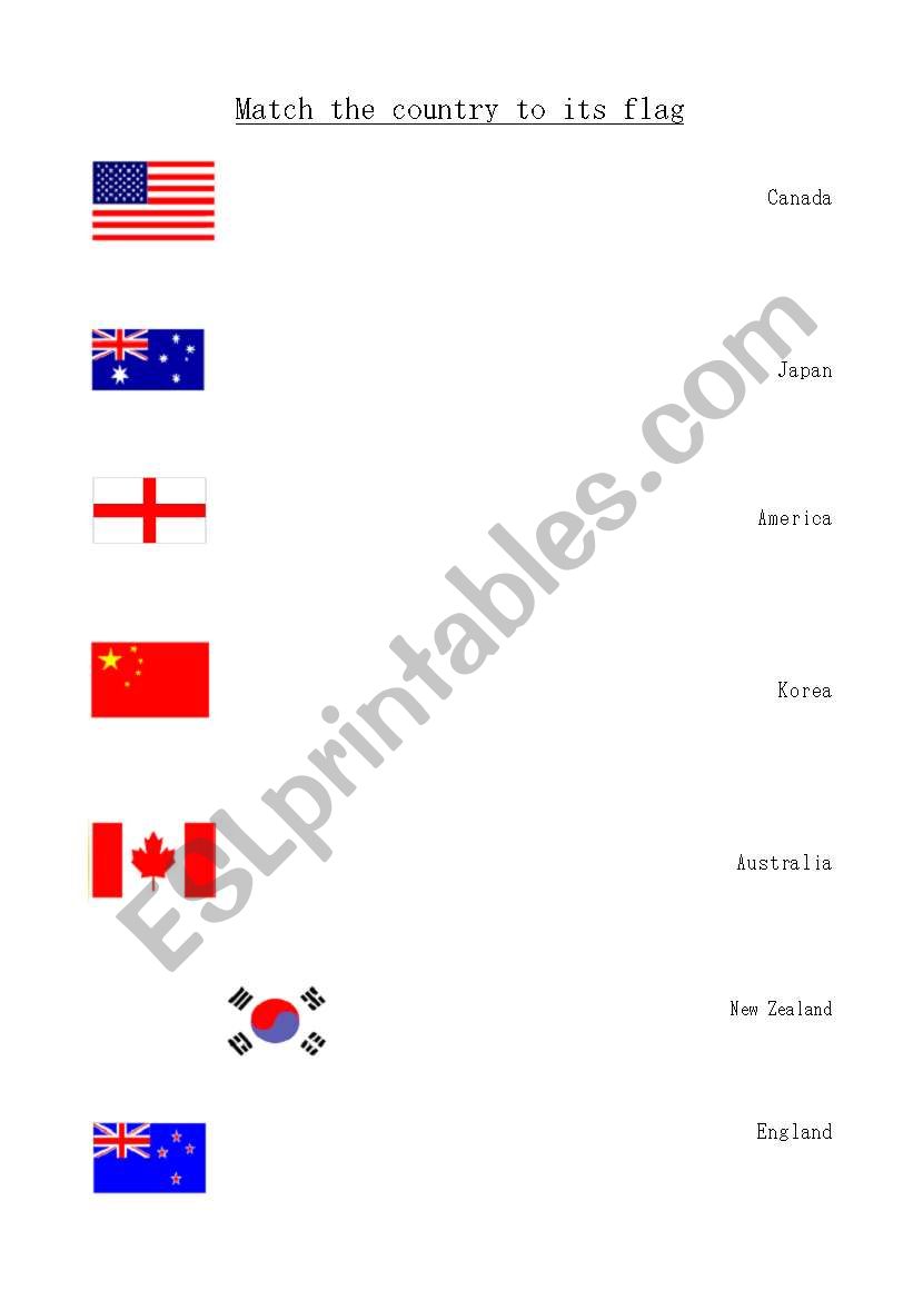 Countries in English worksheet
