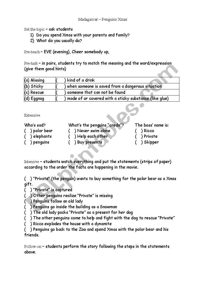 Video Activity - Madagascar worksheet