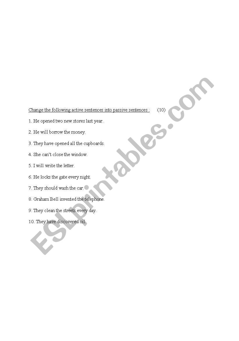 The passive voice worksheet