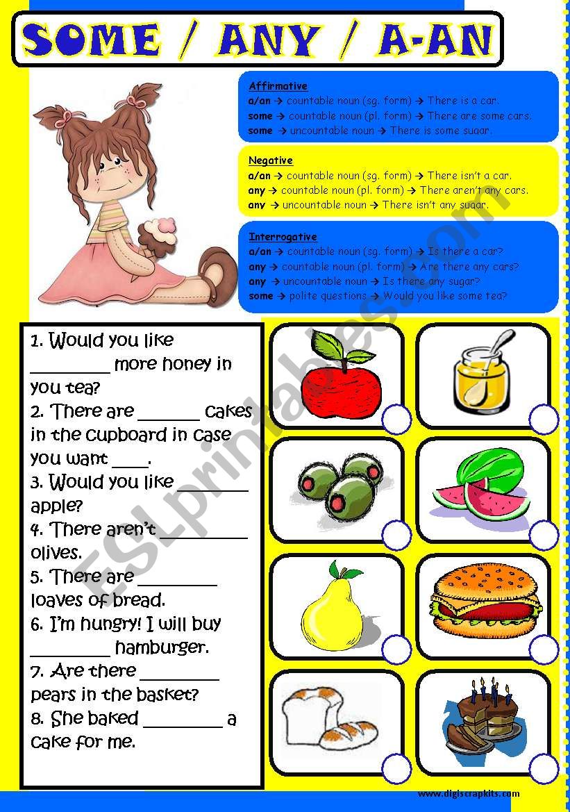 Some Any A-An - ESL worksheet by Taminka