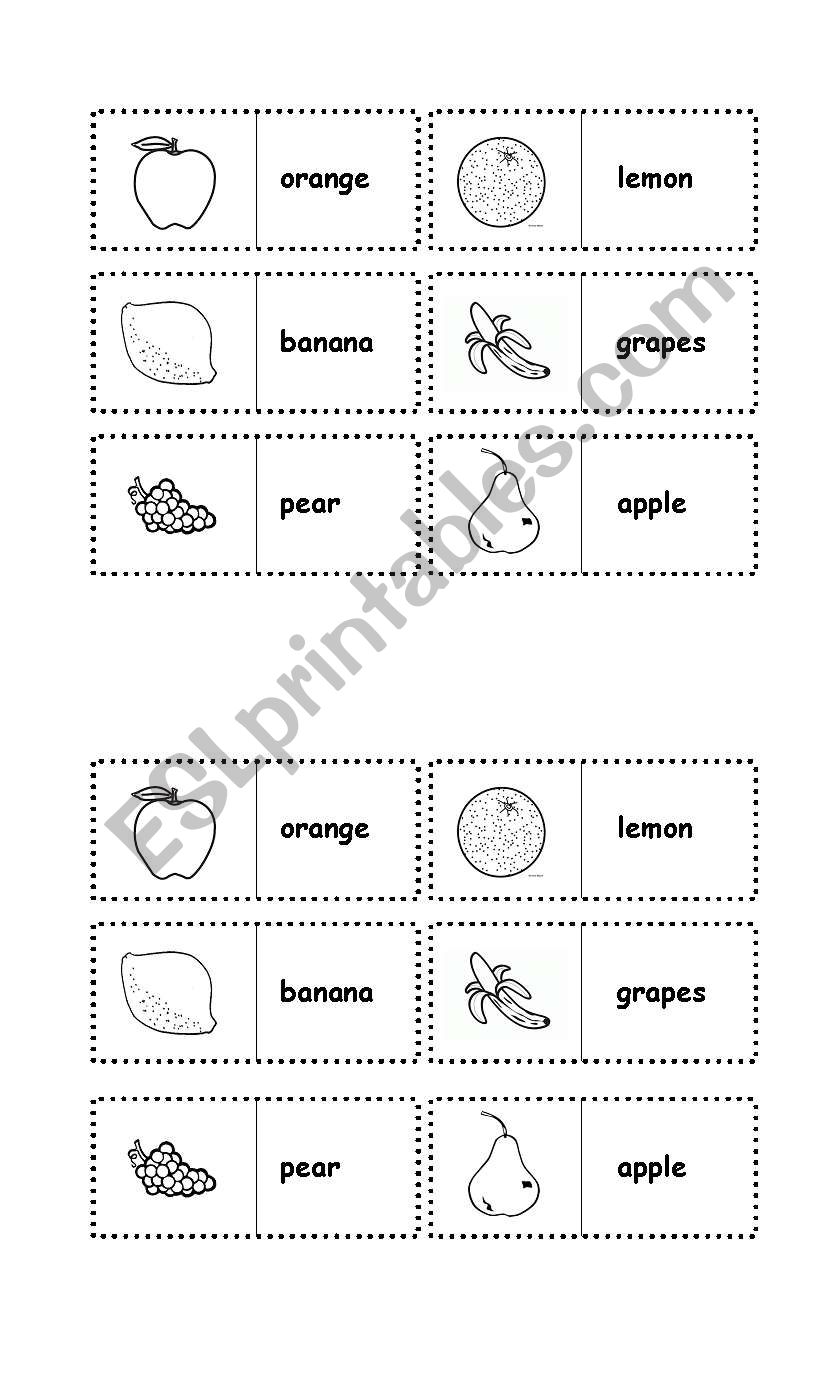 Dominoe game fruit worksheet