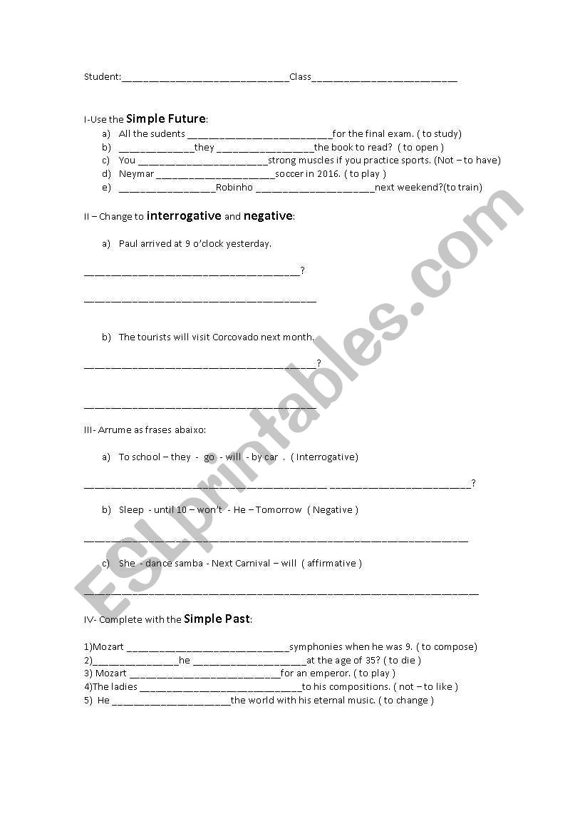 simple past worksheet