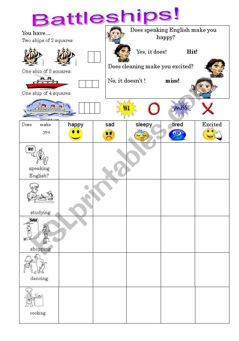 Fun with battleships! worksheet