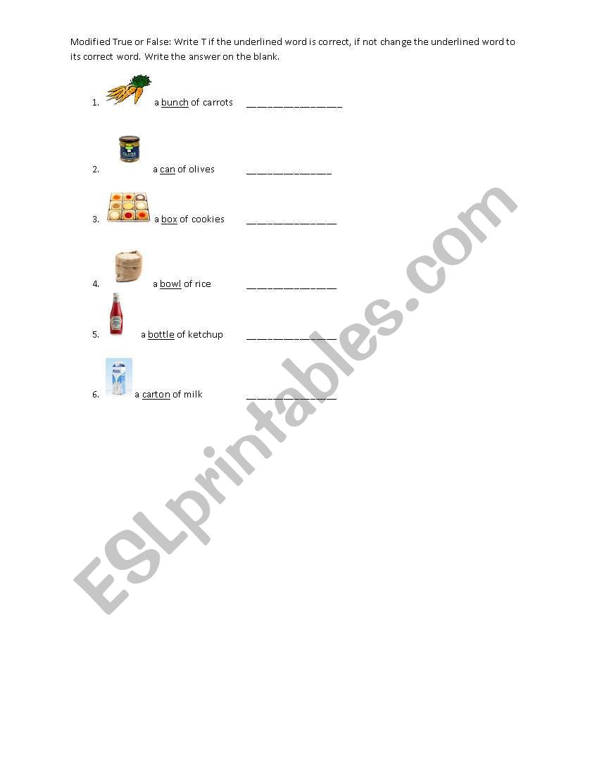 Uncountable Nouns worksheet