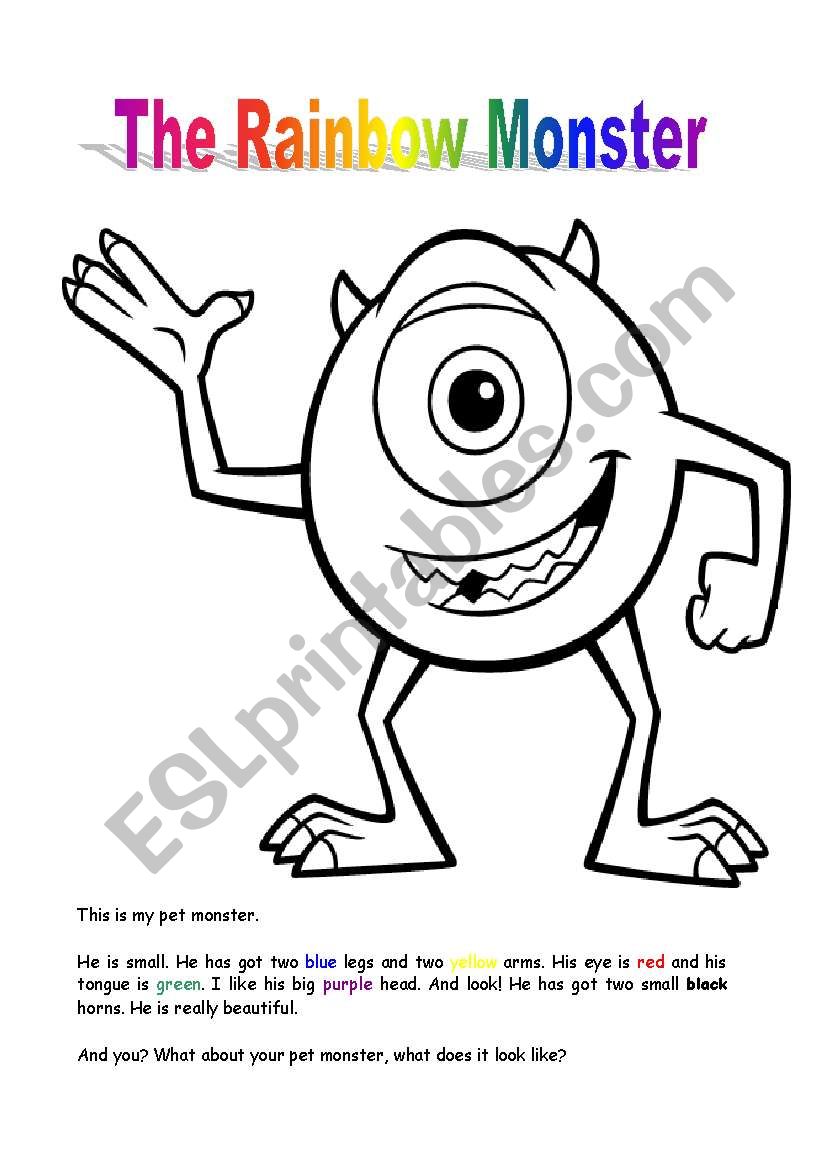 My pet monster worksheet