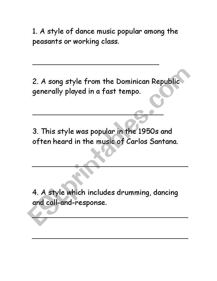 Latin Music  worksheet