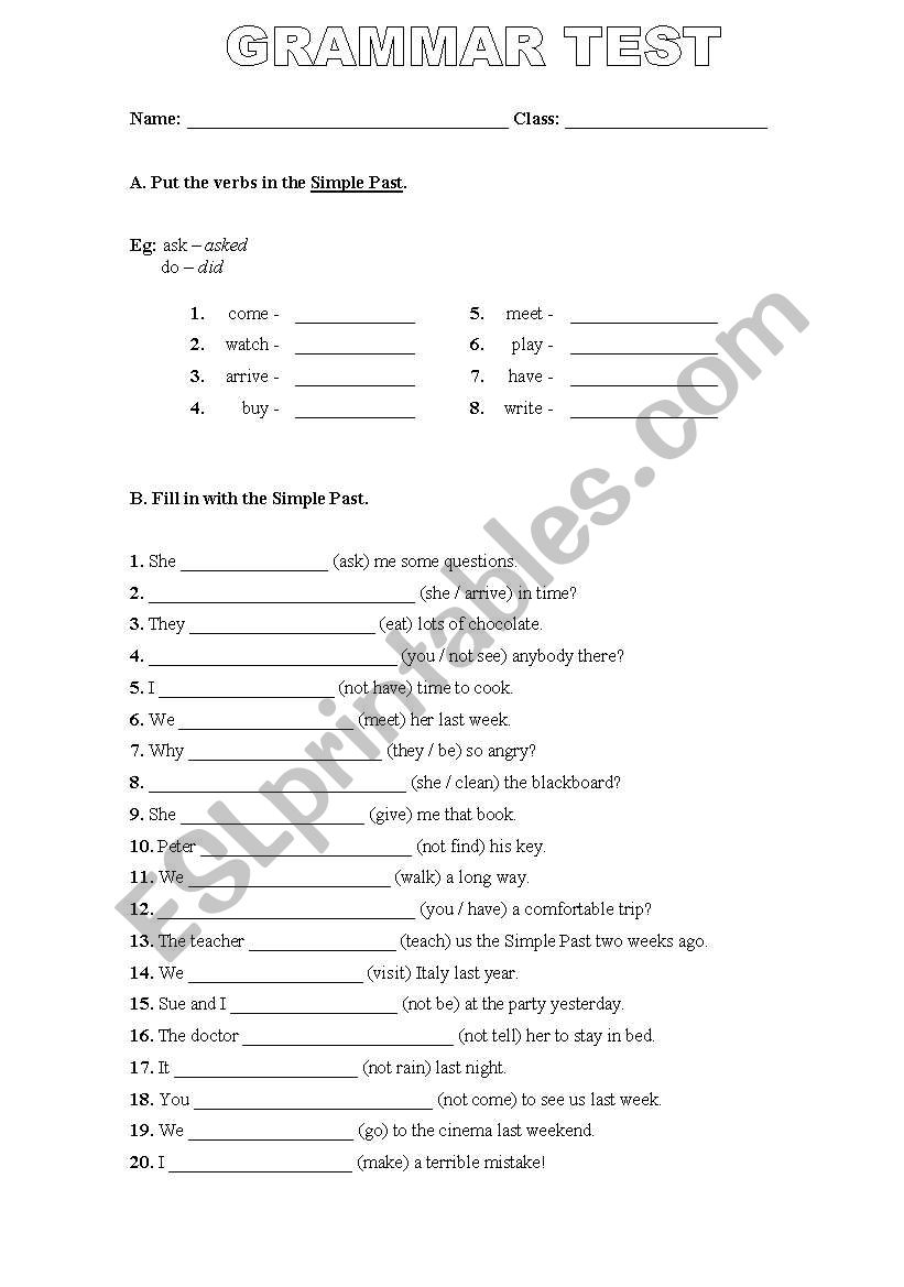 Simple Past worksheet