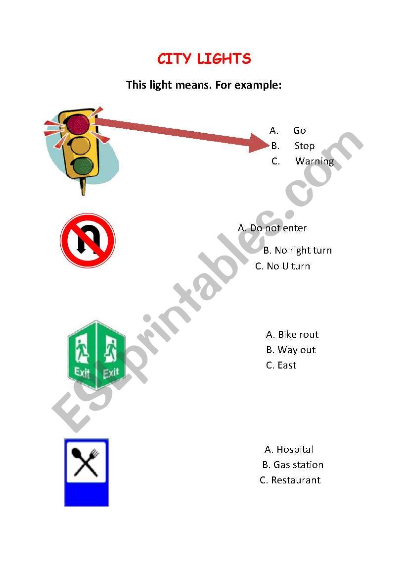 city ligths worksheet