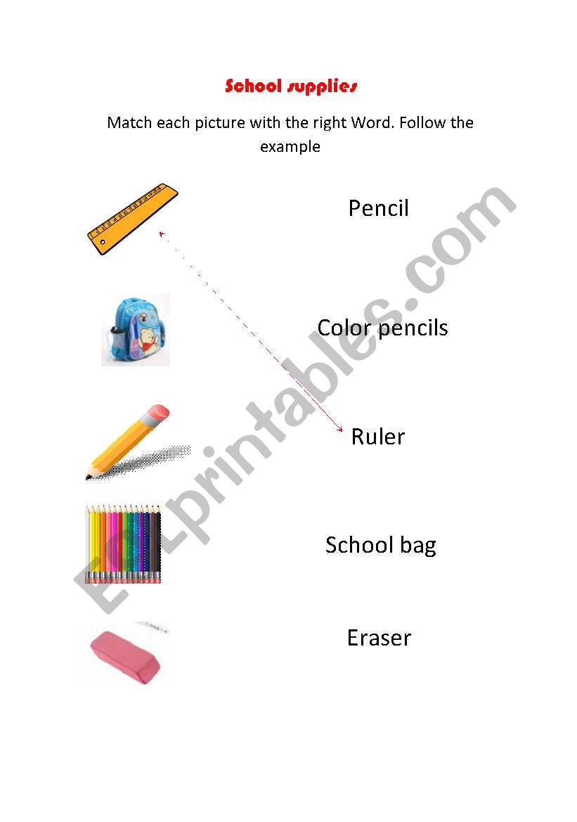 school supplies worksheet