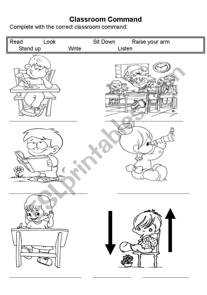 Classroom Commands ESL Worksheet By Pipinhanv