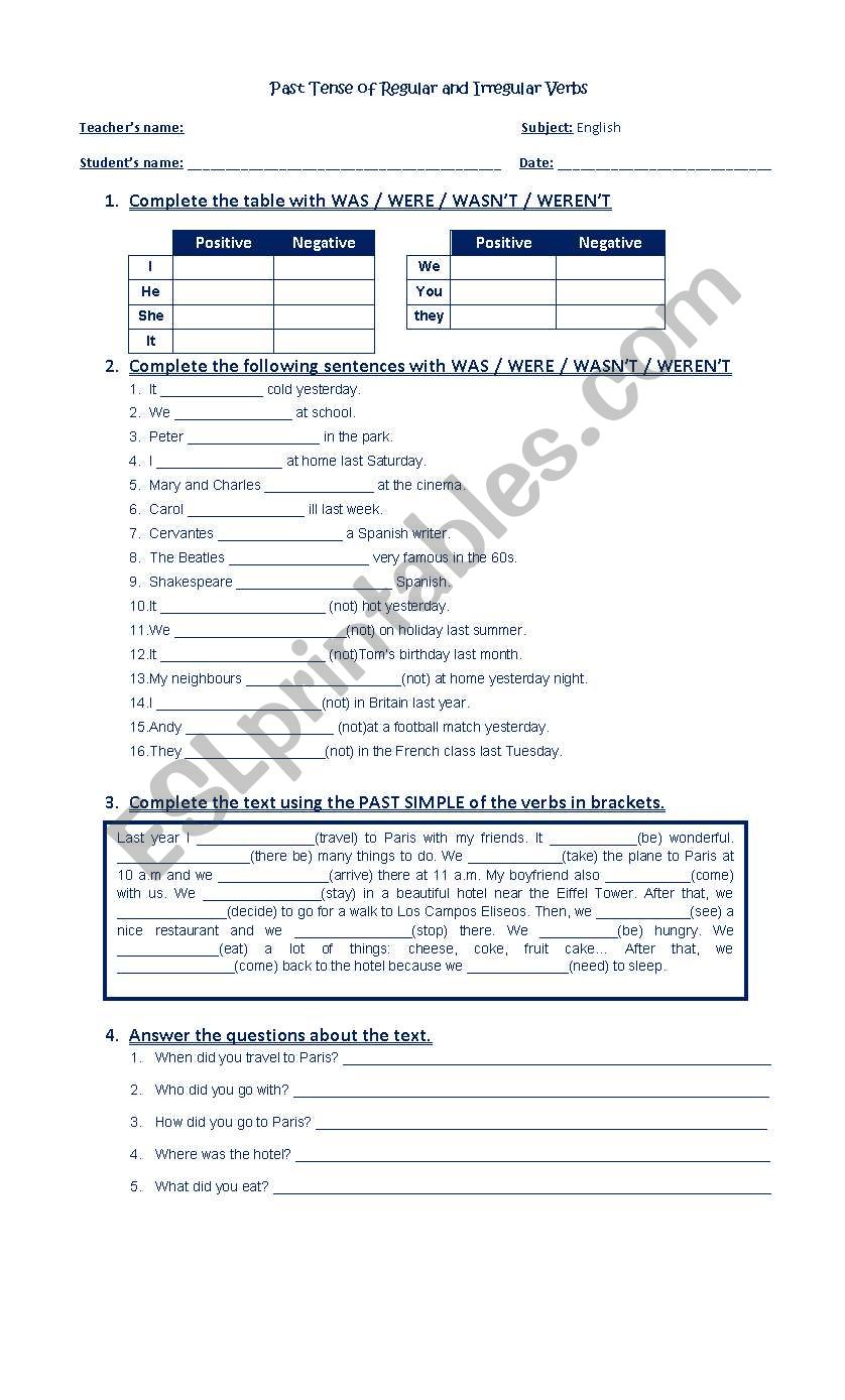 Letse Review Past Tens worksheet