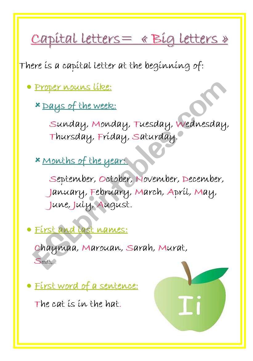 Capital letters worksheet