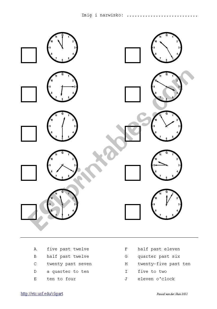 telling the time worksheet